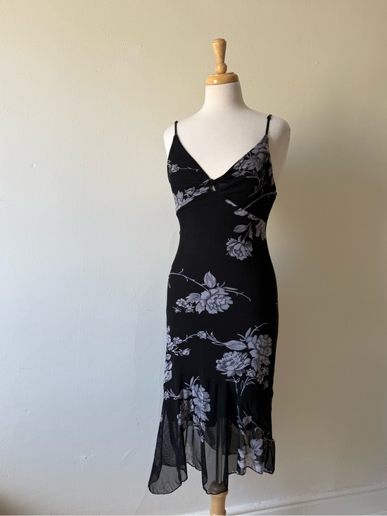 Cool Ice Dresses & Skirts - Cool ice Y2K Black Floral Mesh Slip Dress Sheer Hem Goth Coquette